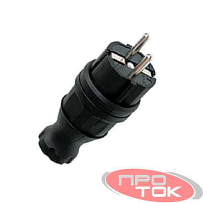 Вилка прямая 230В 2P+PE 16А IP44 каучук EKF RPS-011-16-230-44
