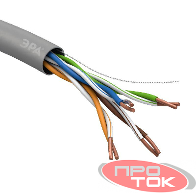 Кабель витая пара U/UTP 4х2х24 AWG Cat5e CU PVC (уп.305м) ЭРА Б0044429