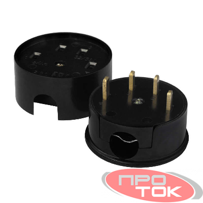 Разъем РШ-ВШ 32А 380В 3Р+РЕ кругл. черн. UNIVersal 1233