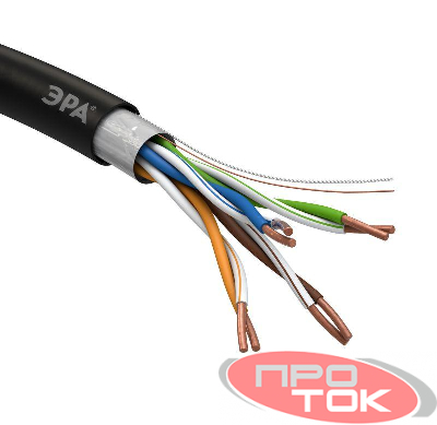 Кабель витая пара F/UTP 4х2х24 AWG Cat5e CU PE OUTDOOR (уп.305м) ЭРА Б0044689