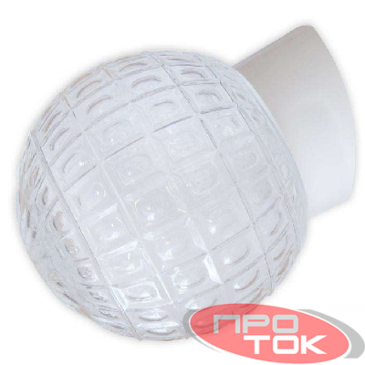 Светильник НББ 64-60-080 "Гранат" d150 1х60Вт E27 IP20 прозр./корпус наклонный бел. Элетех 1005100179